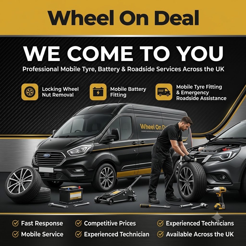 Mobile tyre fitting van on location